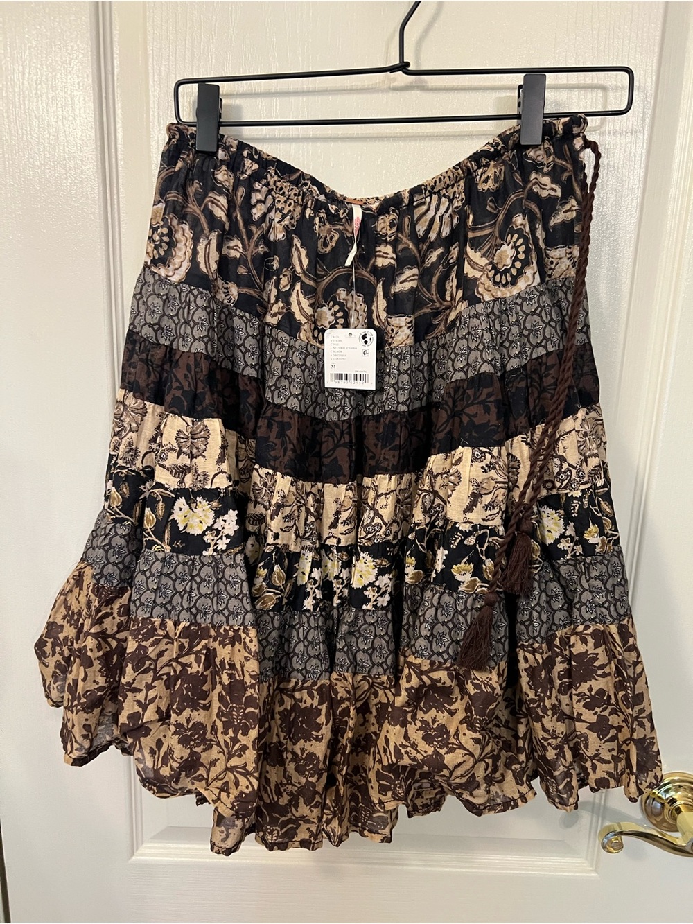 Free People Many Layers Printed Skirt In Neutral Combo NWT Size M